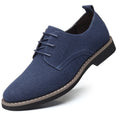 Mens Navy Blue Suede Leather Oxford Shoes Lace Up Low Heel Casual Business Formal Footwear For Office And Daily Wear Simple