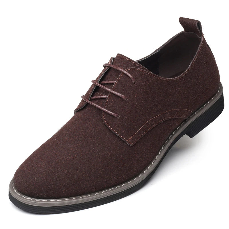 Mens Navy Blue Suede Leather Oxford Shoes Lace Up Low Heel Casual Business Formal Footwear For Office And Daily Wear Simple
